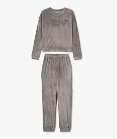 GEMO Pyjama en velours avec inscription Chicago fille Gris