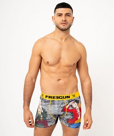 GEMO Boxer microfibre douce imprimée One Piece garçon - Freegun Gris