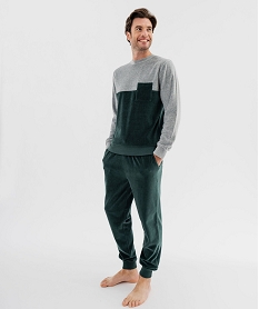 GEMO Pyjama en velours bicolore homme vert standard