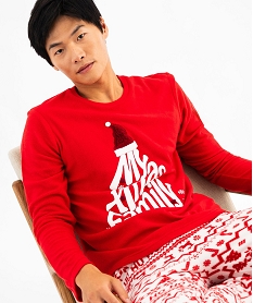GEMO Pyjama de Noël en polaire imprimée homme rouge standard