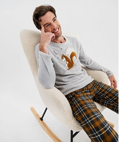 GEMO Pyjama en maille peluche avec motif écureuil homme Blanc