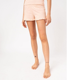 GEMO Short de pyjama avec finitions froncées femme Rose