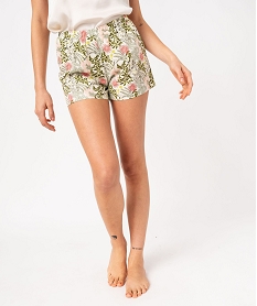 GEMO Short de pyjama imprimé en viscose femme Vert