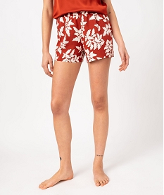 GEMO Short de pyjama imprimé en viscose femme Rouge