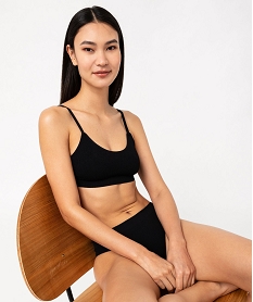 GEMO Brassière à fines bretelles en maille côtelée femme noir standard