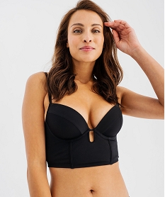 GEMO Bustier à armatures en microfibre effet push-up femme Noir
