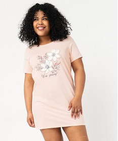 GEMO Chemise de nuit à manches courtes avec motifs femme grande taille Rose