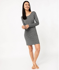 GEMO Chemise de nuit à manches longues femme Gris