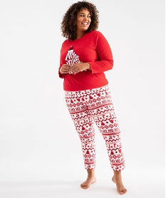 GEMO Pyjama de Noël en polaire imprimée femme grande taille Rouge
