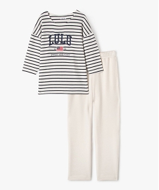 GEMO Pyjama en maille avec haut rayé femme - LuluCastagnette Blanc