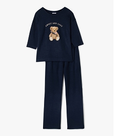 GEMO Pyjama en maille douillette avec ourson sur l’avant femme - LuluCastagnette navy