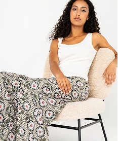 GEMO Bas de pyjama large imprimé en viscose femme Vert