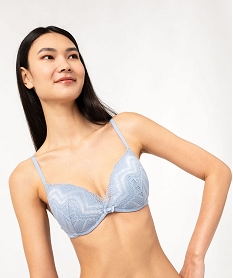 GEMO Soutien-gorge push-up sans armatures en dentelle scintillante Bleu