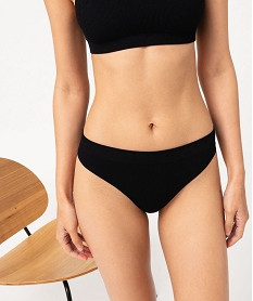 GEMO Tanga en maille côtelée femme noir standard