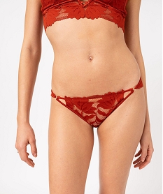 GEMO Culotte en dentelle finitions satinées femme rouge standard