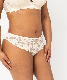 GEMO Culotte en dentelle femme grande taille Beige