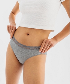 GEMO Culotte en coton stretch avec ceinture dentelle femme (lot de 2) kaki standard