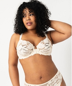 GEMO Soutien-gorge corbeille en dentelle grande taille ouverture devant Beige