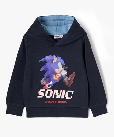 GEMO Sweat à capuche en molleton doux imprimé garçon - Sonic navy