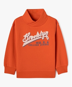 GEMO Sweat à col châle en molleton doux garçon orange standard