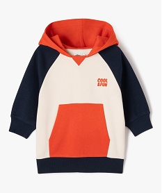 GEMO Sweat à capuche tricolore encolure large garçon navy