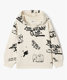 GEMO Sweat à capuche oversize motifs graffitis garçon - enfilage facile Imprimé