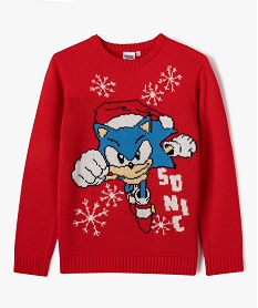 GEMO Pull en maille avec motif Noël garçon - Sonic the Hedgehog Rouge