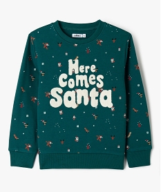 GEMO Sweat de Noël avec inscription en maille bouclette garçon Vert