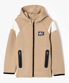 GEMO Sweat zippé à capuche en maille stretch garçon beige standard
