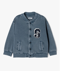 GEMO Sweat boutonné avec motif brodé et intérieur molletonné garçon Gris