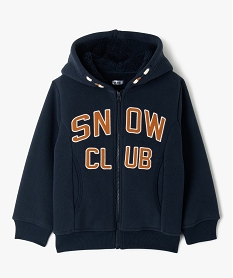 GEMO Sweat zippé en maille polaire avec intérieur sherpa garçon navy