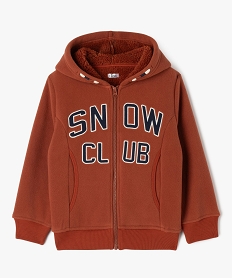 GEMO Sweat zippé en maille polaire avec intérieur sherpa garçon marron standard