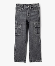 GEMO Jean cargo délavé à taille élastiquée réglable garçon noir vif