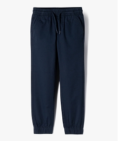 GEMO Pantalon jogger en twill de coton taille élastique garçon Bleu