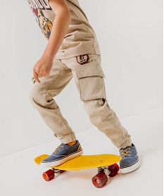 GEMO Pantalon cargo en coton stretch garçon - Camps United beige standard