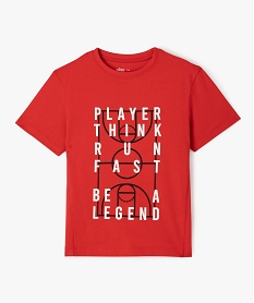 GEMO Tee-shirt à manches courtes avec inscriptions garçon rouge standard