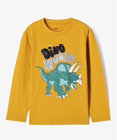 GEMO Tee-shirt à manches longues avec motif dinosaures et sequins réversibles garçon Jaune