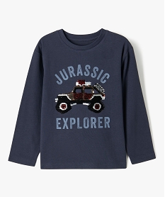 GEMO Tee-shirt manches longues à motif voiture en sequins réversibles garçon navy