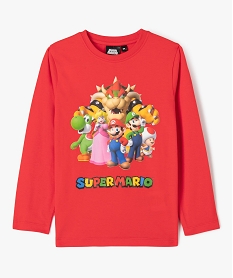 GEMO Tee-shirt manches longues en coton imprimé garçon - Super Mario Rouge