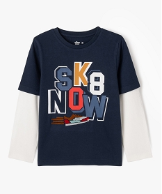 GEMO Tee-shirt manches longues effet 2 en 1 garçon navy