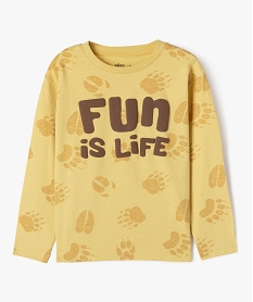GEMO Tee-shirt à manches longues imprimé avec inscription XXL garçon Jaune