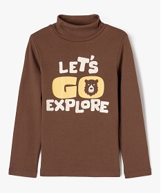 GEMO Tee-shirt manches longues à col roulé avec inscription garçon Brun