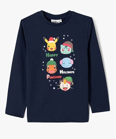 GEMO Tee-shirt à manches longues spécial Noël garçon - Pokemon Bleu