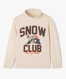 GEMO Tee-shirt à manches longues et col roulé avec motif garçon Beige