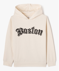 GEMO Sweat à capuche avec inscription garçon beige standard