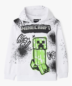 GEMO Sweat à capuche imprimé all over garçon - Minecraft blanc standard