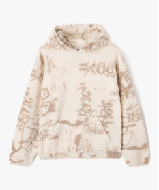 GEMO Sweat à capuche en sherpa avec inscriptions graffitis garçon Imprimé