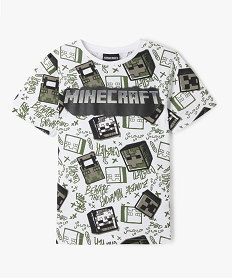 GEMO Tee-shirt manches courtes imprimé all over garçon - Minecraft blanc standard