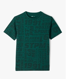 GEMO Tee-shirt à manches courtes en coton imprimé garçon vert standard