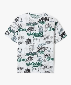 GEMO Tee-shirt manches courtes imprimé tags garçon blanc standard